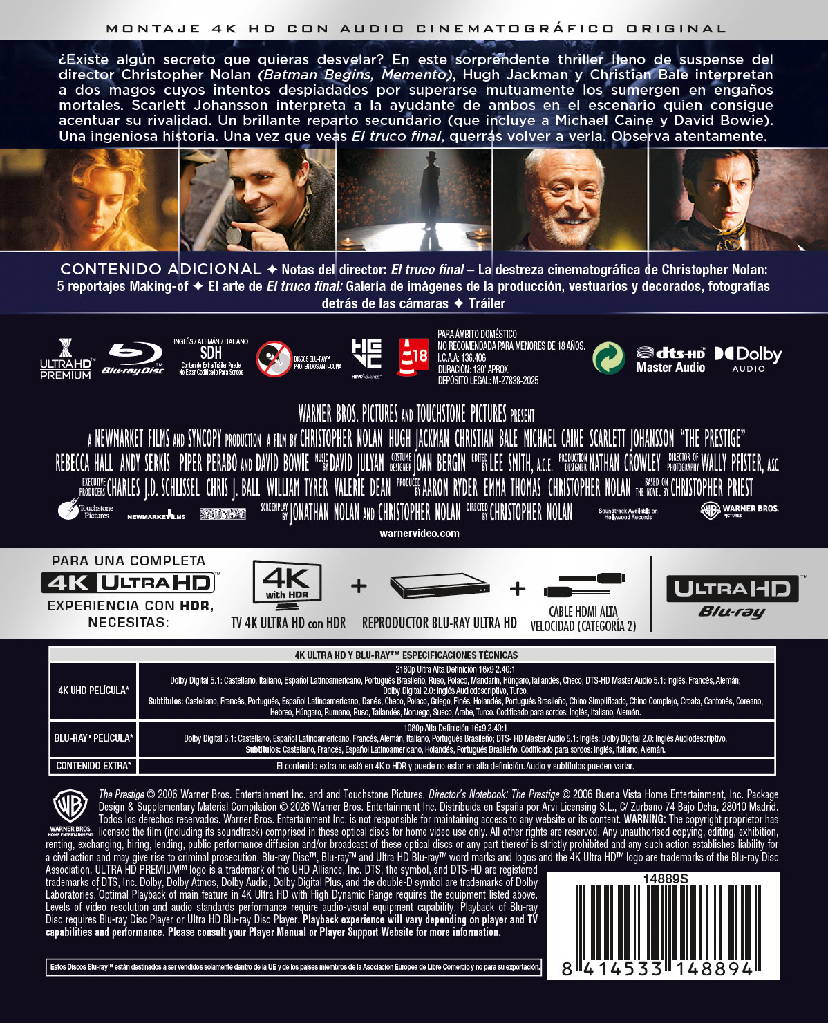 El truco final (El prestigio) (4K UHD + Blu-ray + Blu-ray Extras) Steelbook