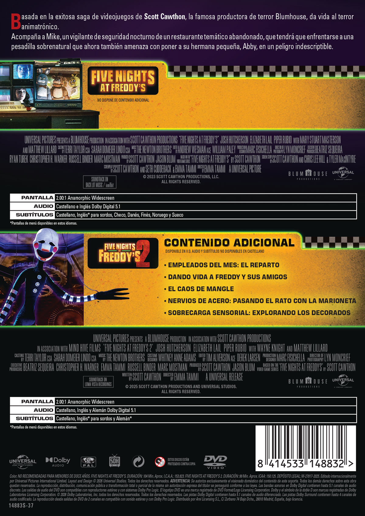 Five Nights at Freedy's. PACK 1-2 (DVD)