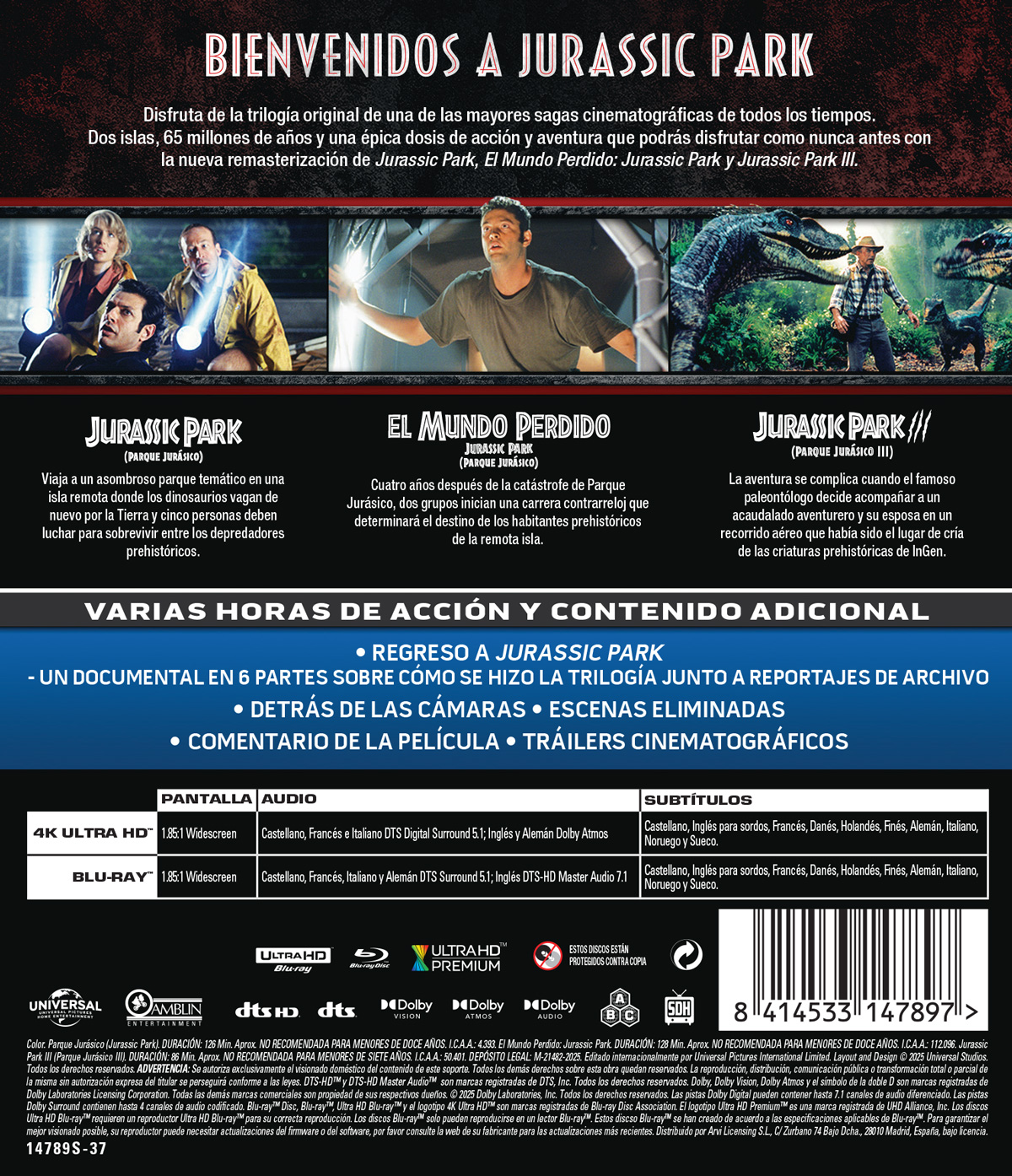 Trilogia Jurassic Park (4K UHD + Blu-ray)