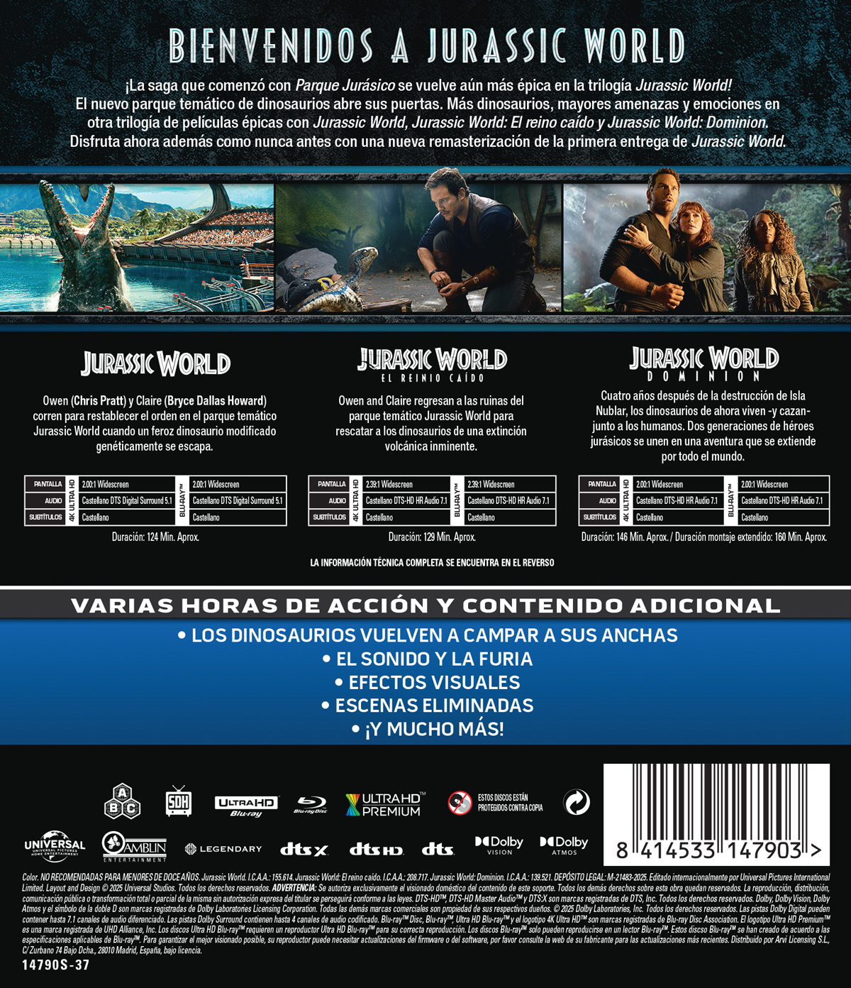 Trilogía Jurassic World (4K UHD + BD)
