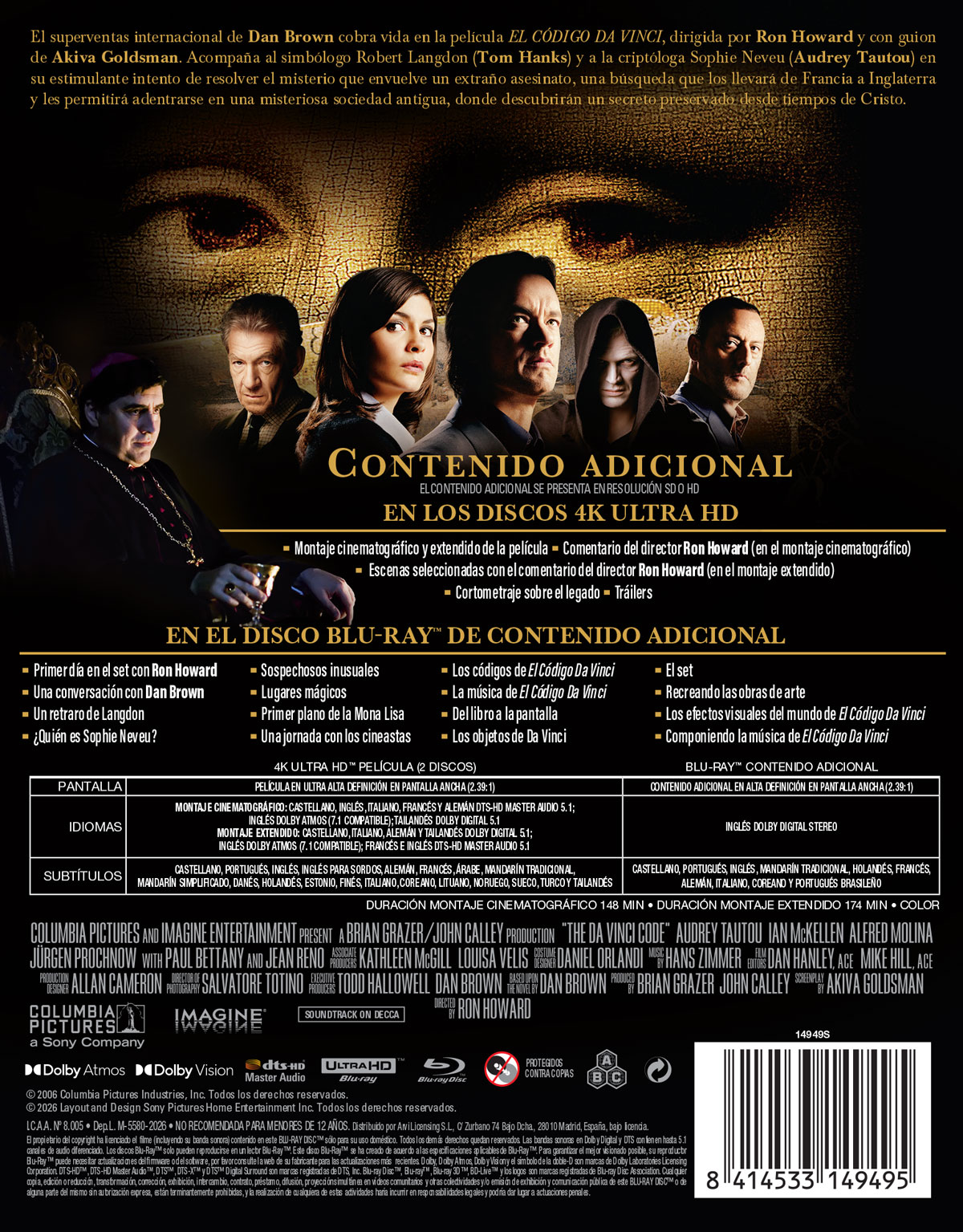 El código da Vinci (4K UHD + Blu-ray) Steelbook
