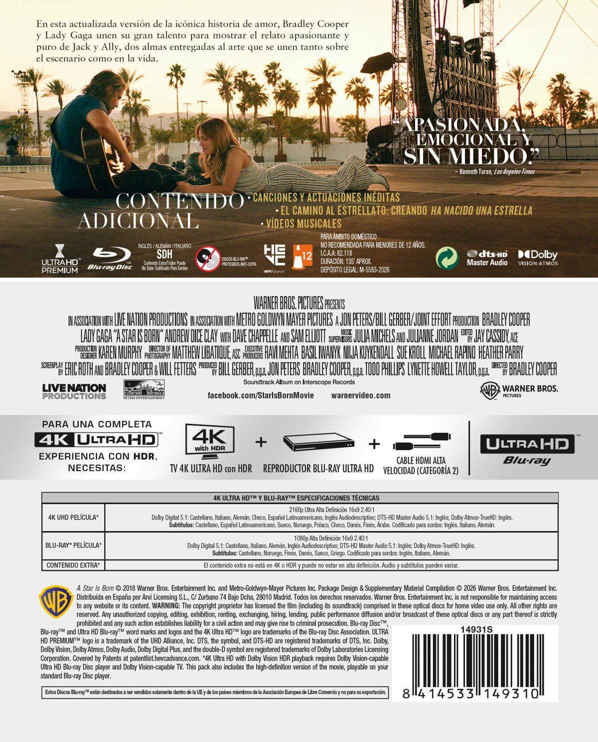 Ha nacido una estrella (4K UHD + Blu-ray) Steelbook
