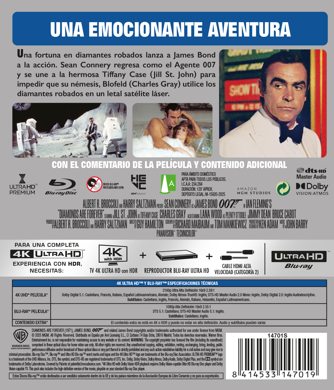Diamantes para la eternidad (4K UHD + Blu-ray)