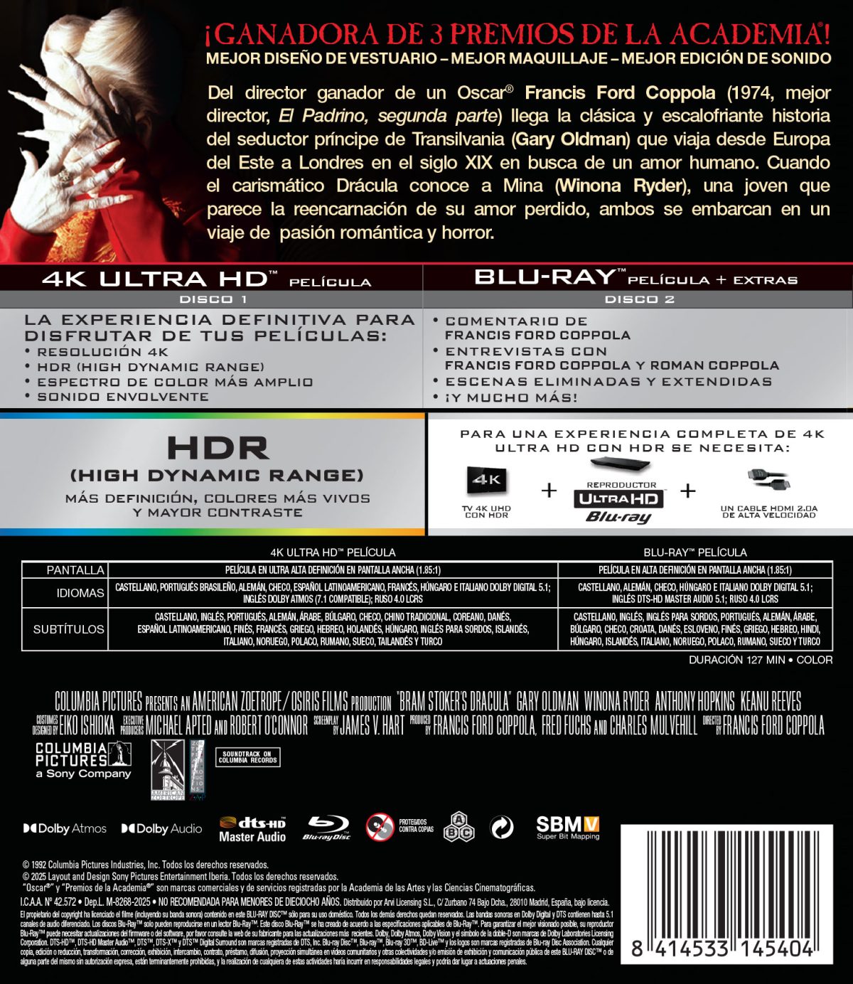 Drácula de Bram Stocker (4K UHD + Blu-ray)