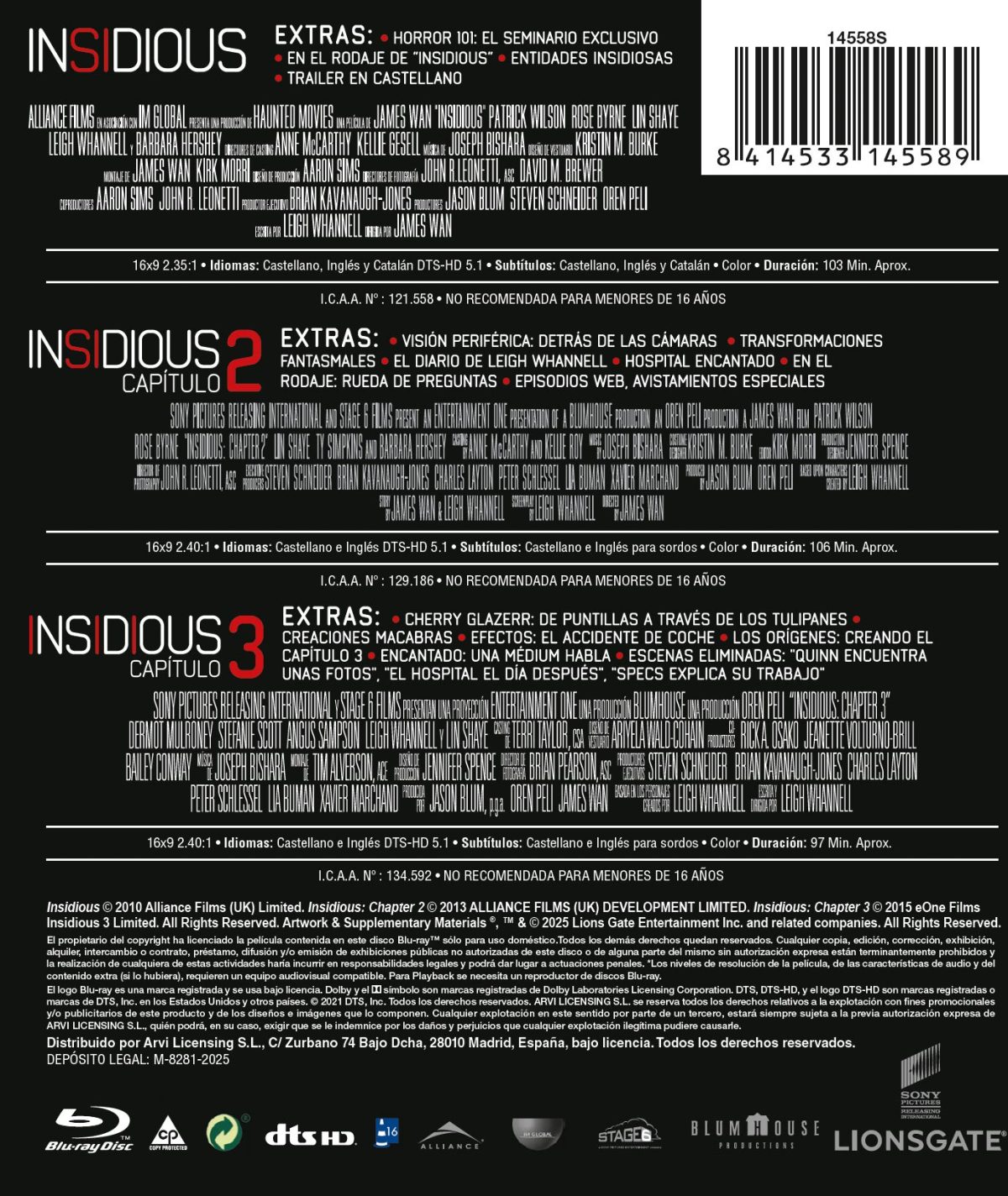 Insidious: Pack 1-3 (Blu-ray)