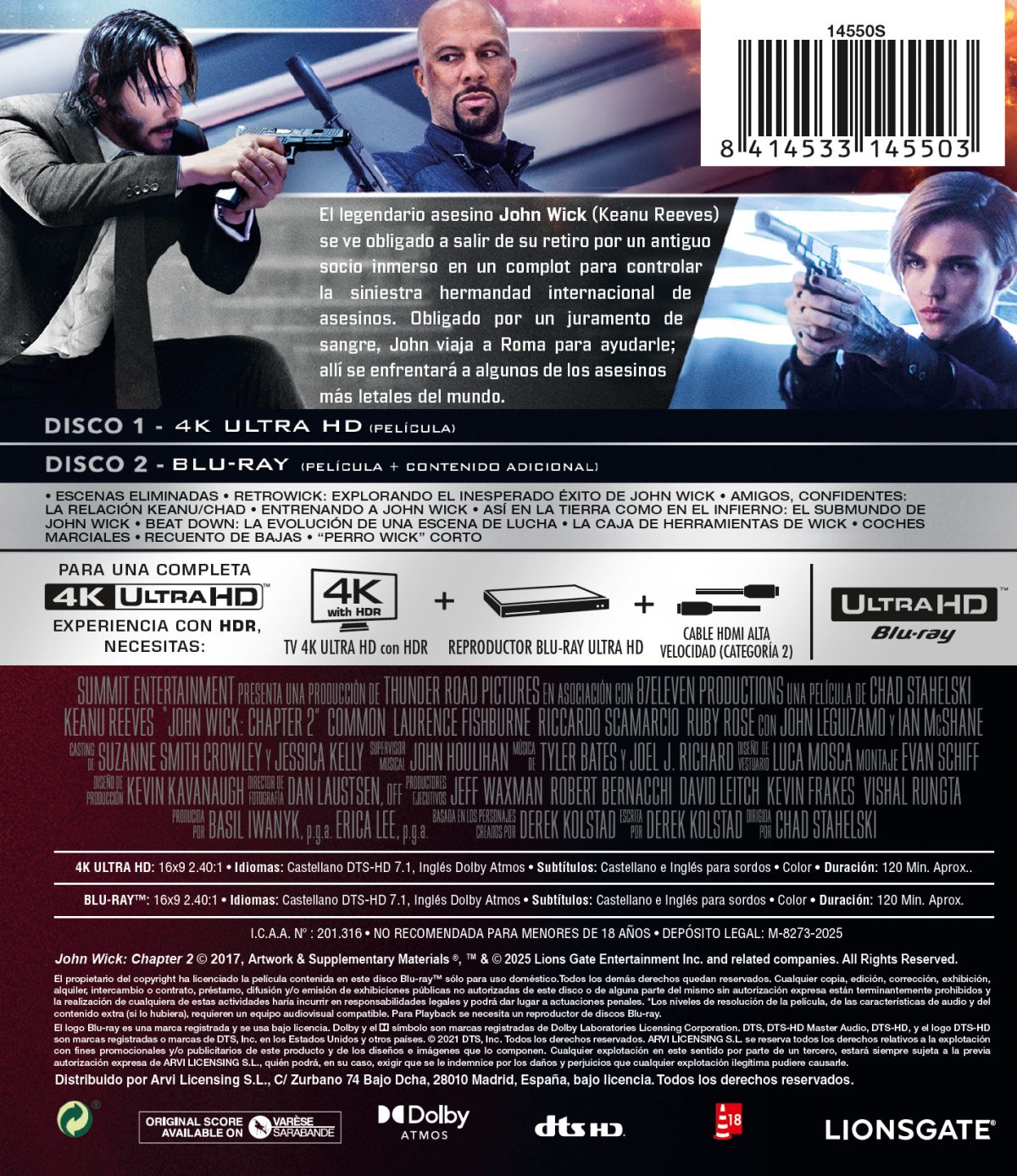 John Wick. Capítulo 2: Pacto de sangre (4K UHD + Blu-ray)