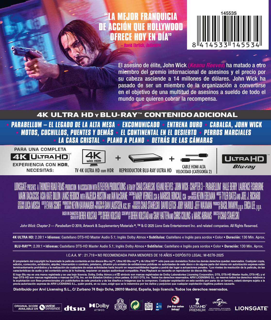 John Wick. Capítulo 3: Parabellum (4K UHD + Blu-ray)