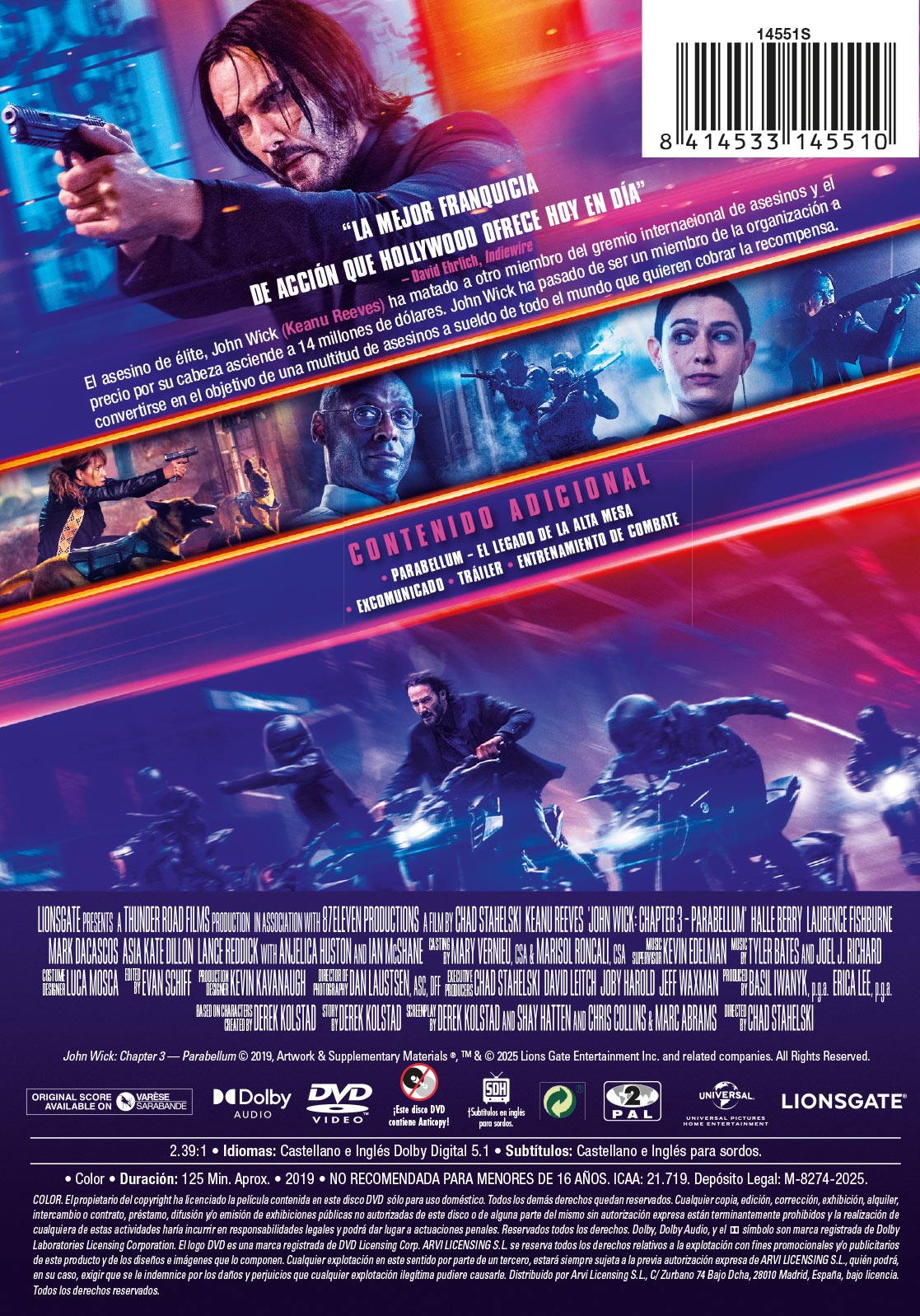 John Wick. Capítulo 3: Parabellum (DVD)
