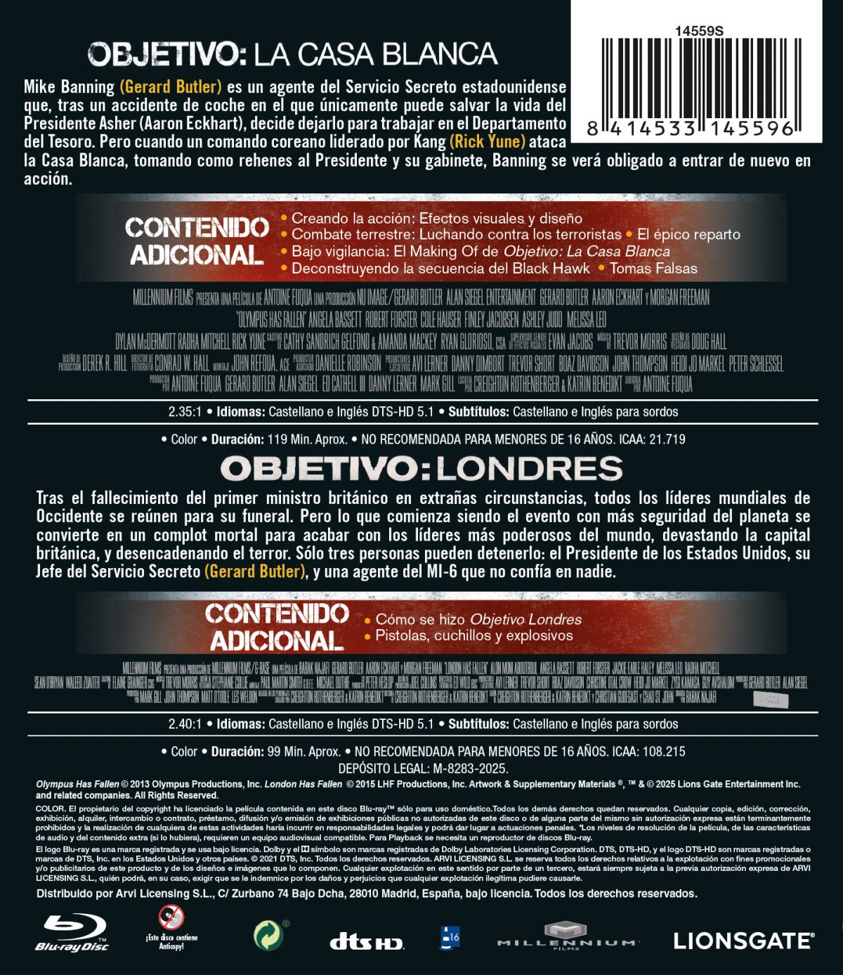 Pack Objetivo La Casa Blanca + Objetivo Londres (Blu-ray)