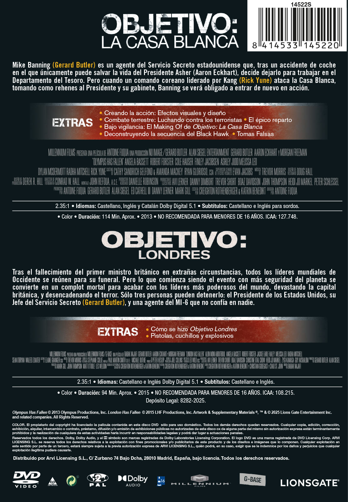 Pack Objetivo La Casa Blanca + Objetivo Londres (DVD)