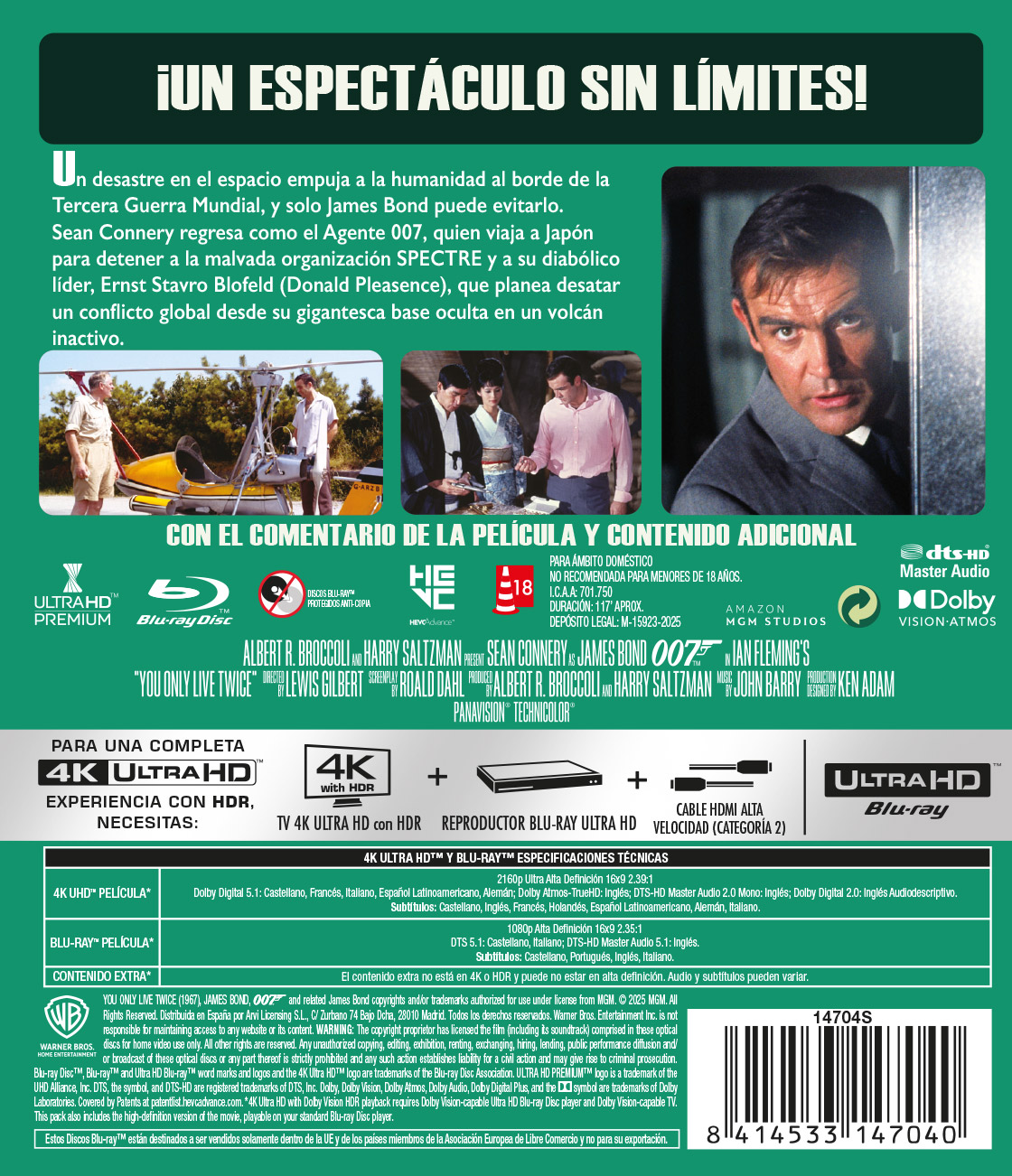Sólo se vive dos veces (4K UHD + Blu-ray)