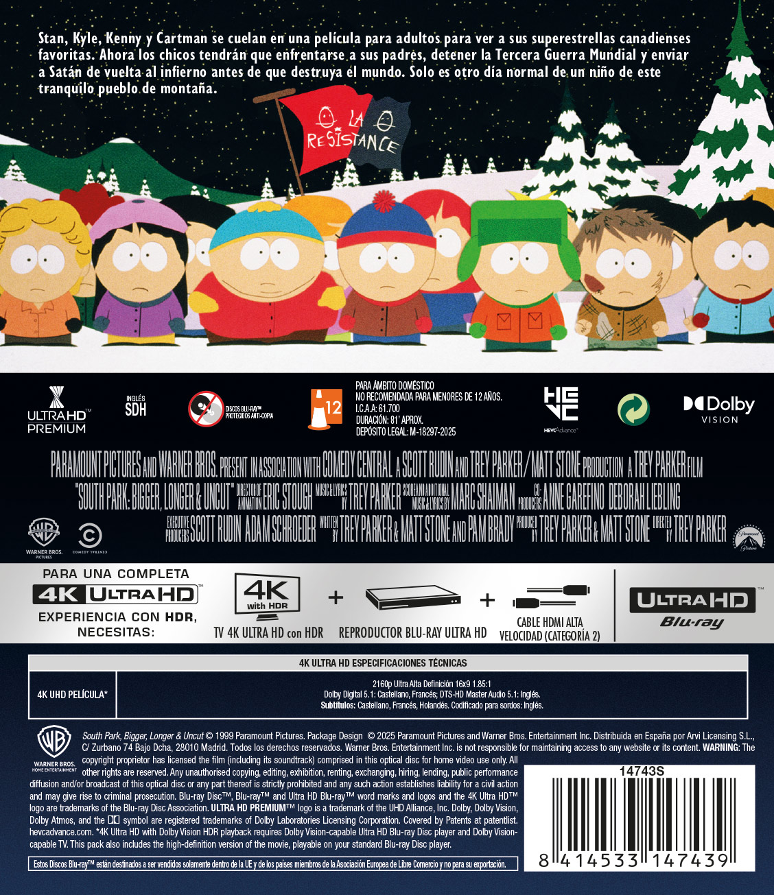 South Park: Más grande, más largo y sin cortes (4K UHD)