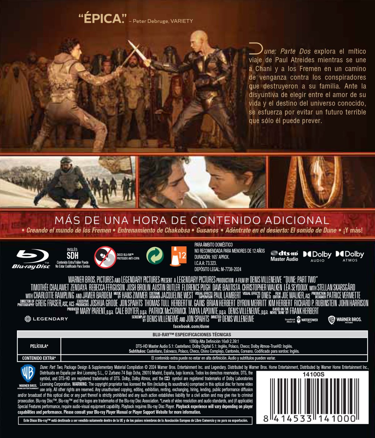 DUNE 2 (BD) - 8414533141000 - Trasera Dune 2 (Blu-ray)
