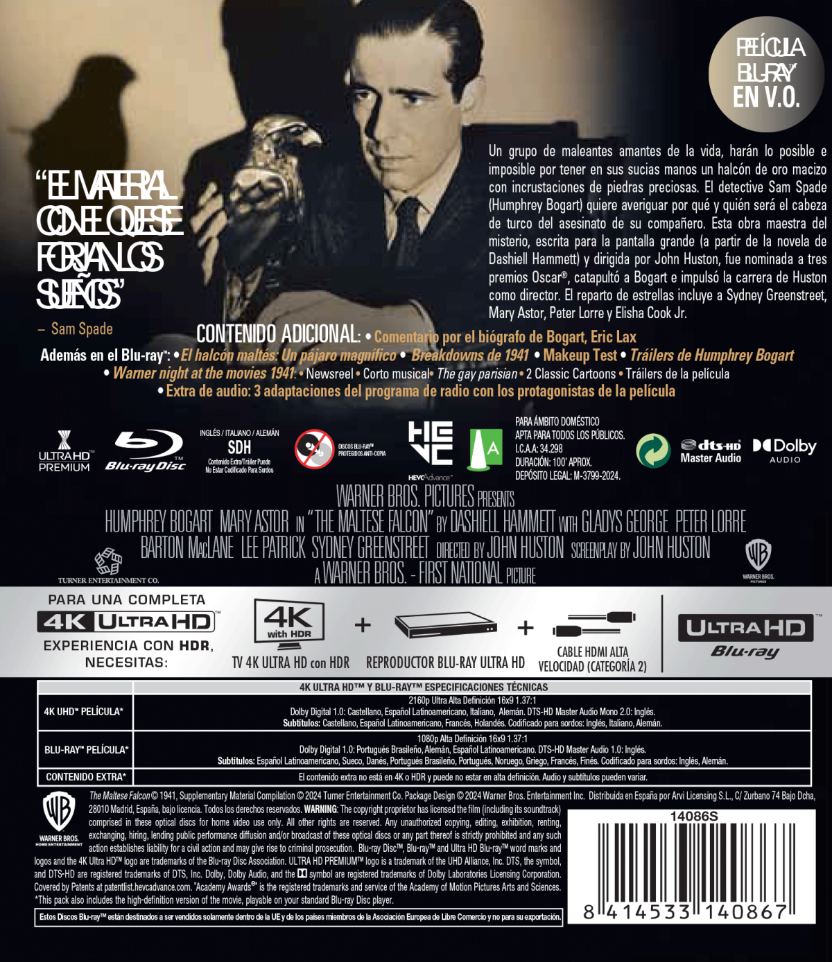 El halcón maltés (4K UHD + Blu-ray)