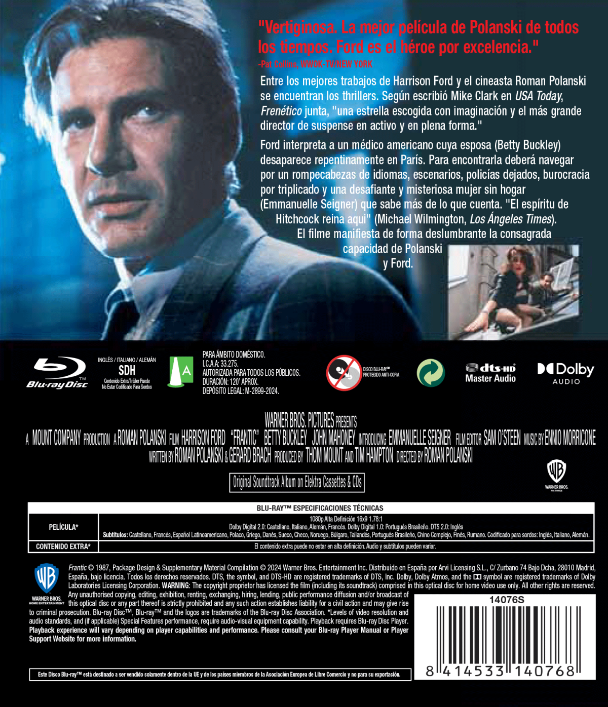 FRENETICO (BD) - 8414533140768 - Trasera Frenético (Blu-ray)