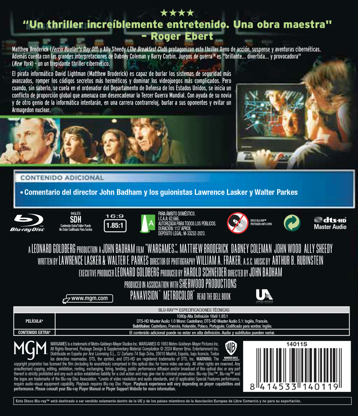 JUEGOS DE GUERRA (BD) - 8414533140119 - Trasera Juegos de guerra (Blu-ray)