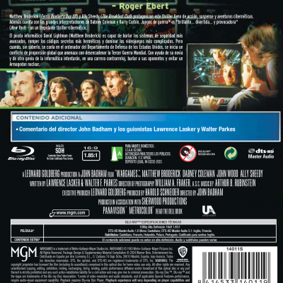 JUEGOS DE GUERRA (BD) - 8414533140119 - Trasera Juegos de guerra (Blu-ray)
