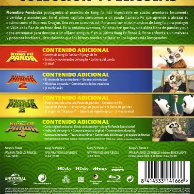 KUNG FU PANDA PACK 1-4 (BD) - 8414533141666 - Trasera Kung Fu Panda. Pack 1-4 (Blu-ray)