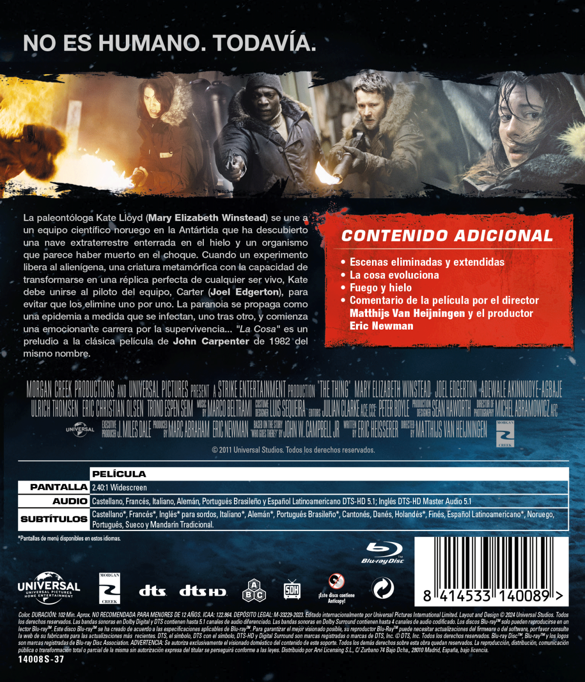 LA COSA (2011) (BD) - 8414533140089 - Trasera La cosa (2011) (Blu-ray)