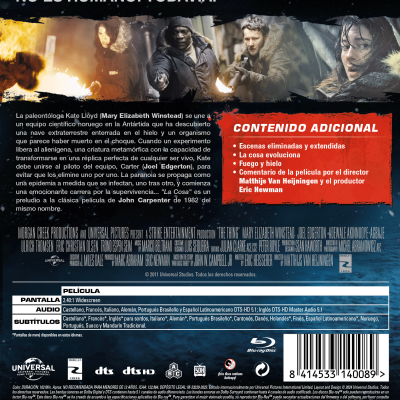 LA COSA (2011) (BD) - 8414533140089 - Trasera La cosa (2011) (Blu-ray)