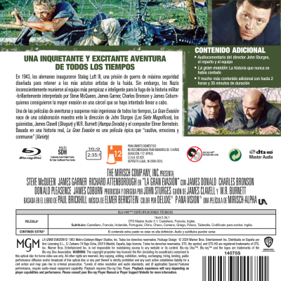 LA GRAN EVASION (BD) - 8414533140751 - Trasera La gran evasión (Blu-ray)