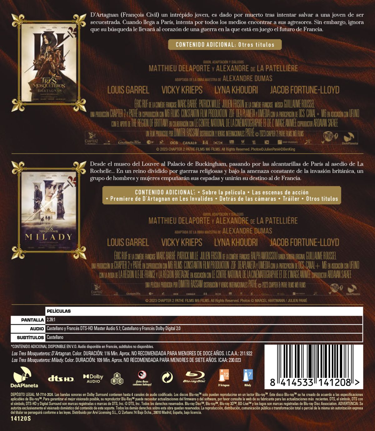 Los tres mosqueteros. Pack 1-2 (Blu-ray)