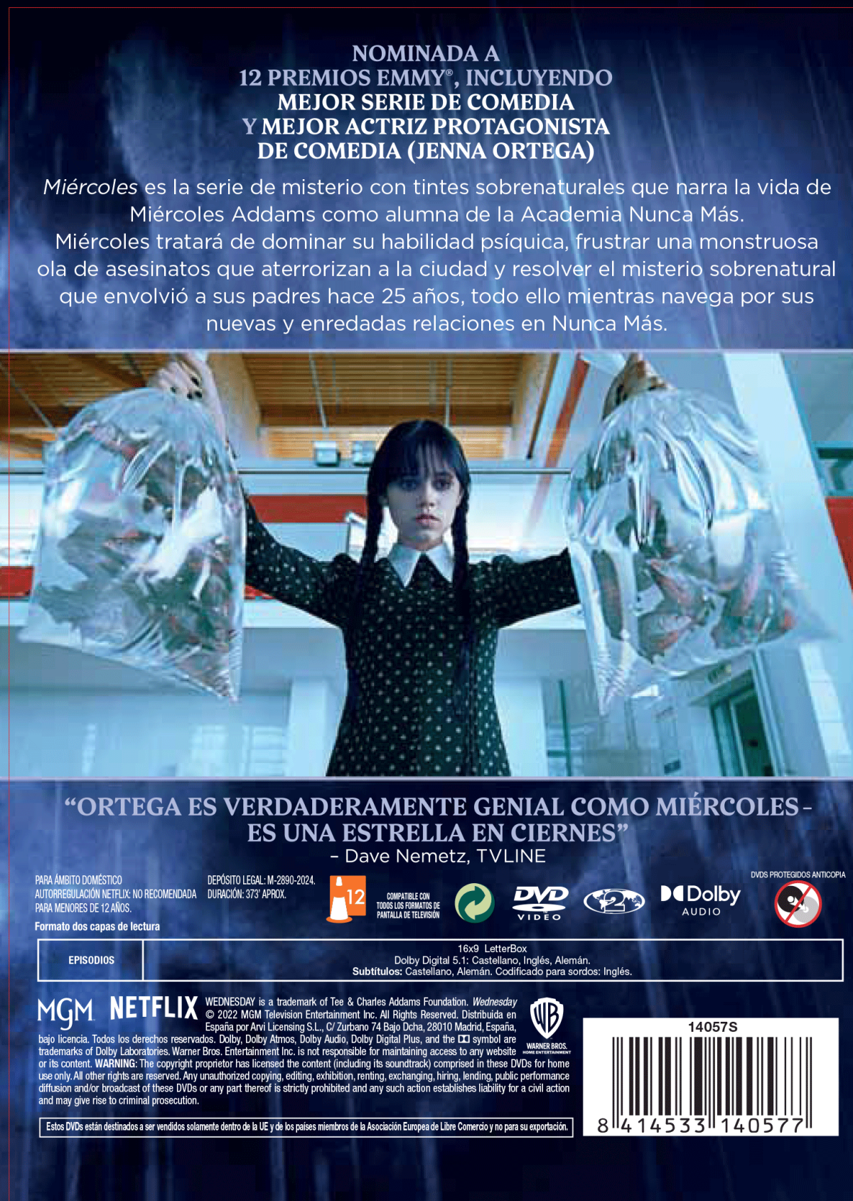 MIERCOLES (TEMPORADA 1) (DVD) - 8414533140577 - Trasera Miércoles. Temporada 1 (DVD)