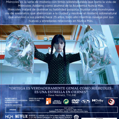 MIERCOLES (TEMPORADA 1) (DVD) - 8414533140577 - Trasera Miércoles. Temporada 1 (DVD)