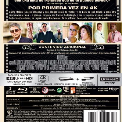 OCEAN'S TWELVE (4K UHD + BD) - 8414533142359 - Trasera Ocean's Twelve (4K UHD + Blu-ray)