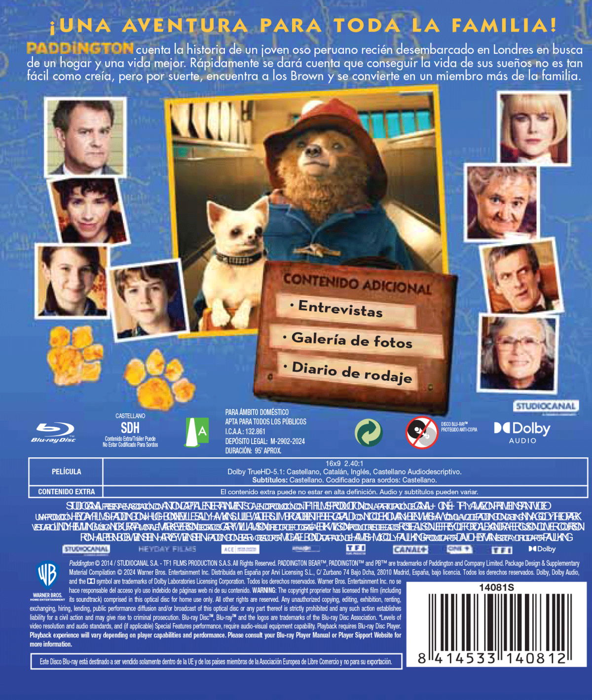 PADDINGTON 1 (BD) - 8414533140812 - Trasera Paddington 1 (Blu-ray)
