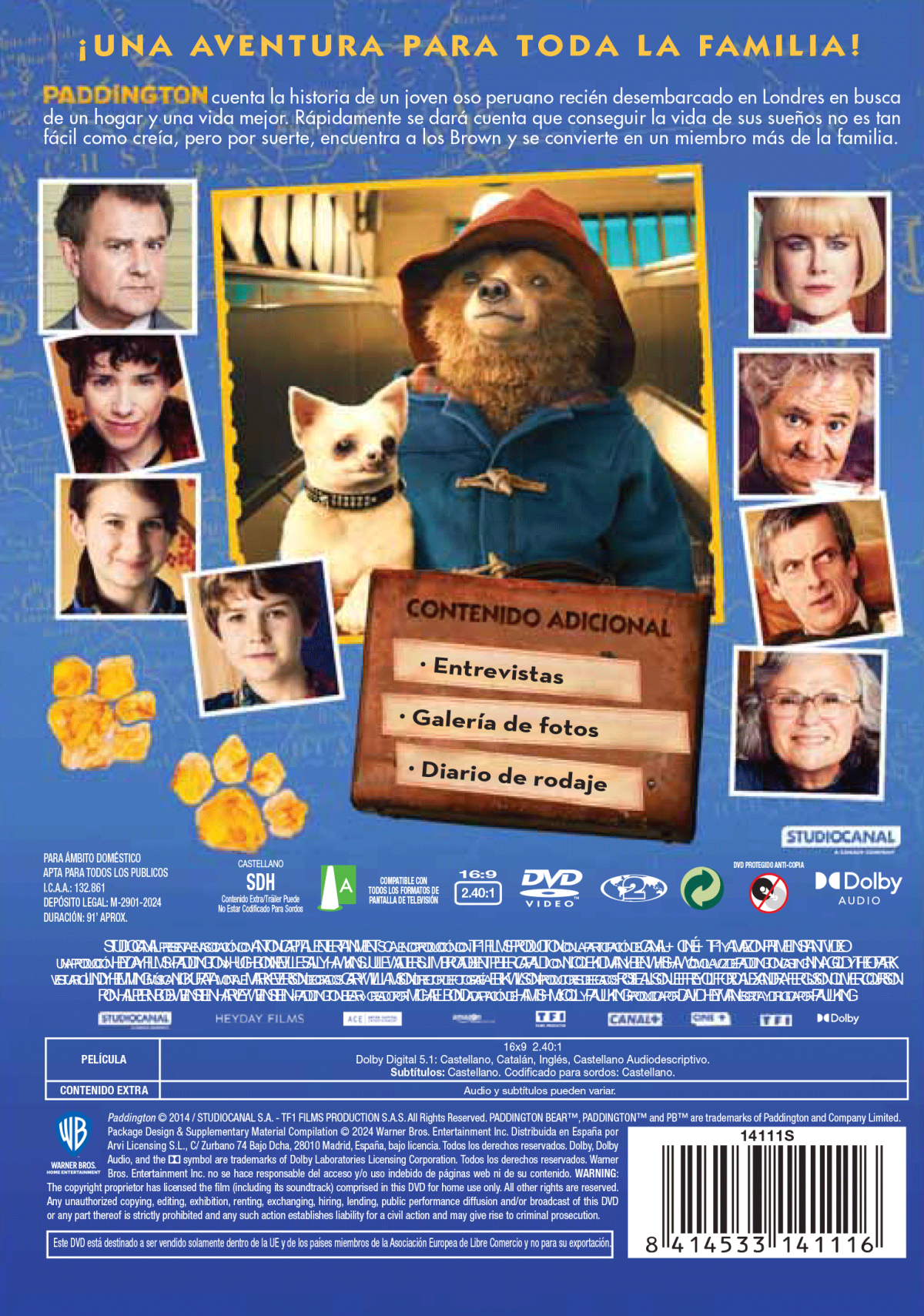 PADDINGTON 1 (DVD) - 8414533141116 - Trasera Paddington 1 (DVD)