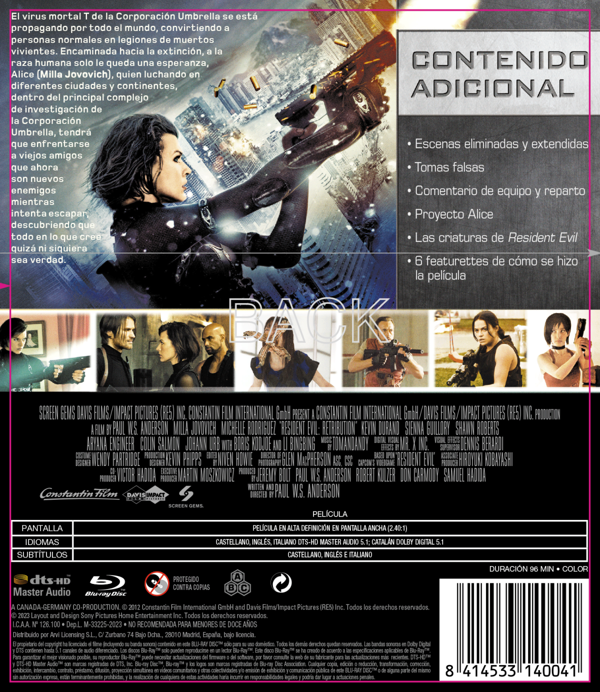 RESIDENT EVIL 5 VENGANZA (BD) - 8414533140041 - Trasera Resident Evil 5: Venganza (Blu-ray)
