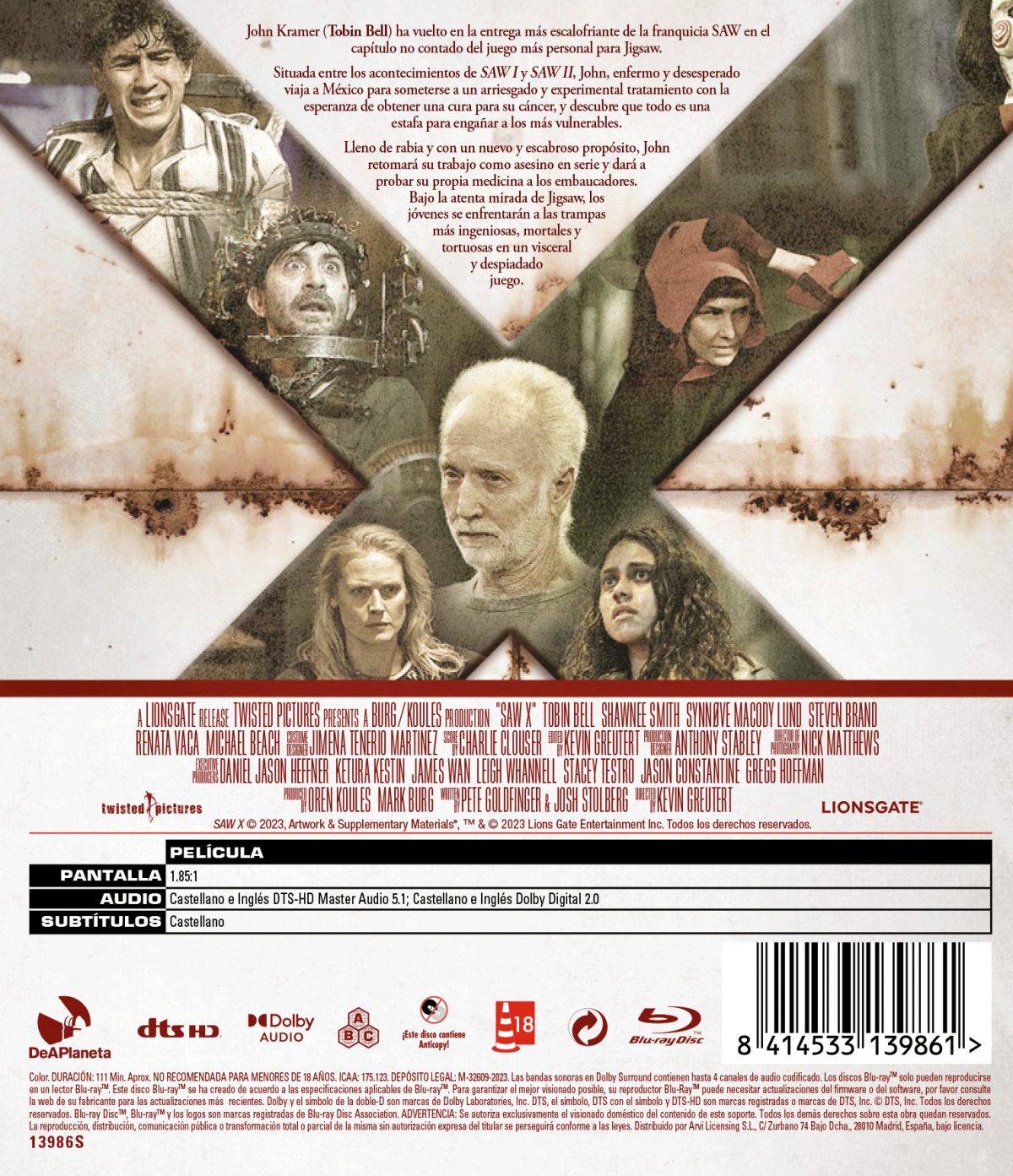 SAW X (BD) - 8414533139861 - Trasera Saw X (Blu-ray)