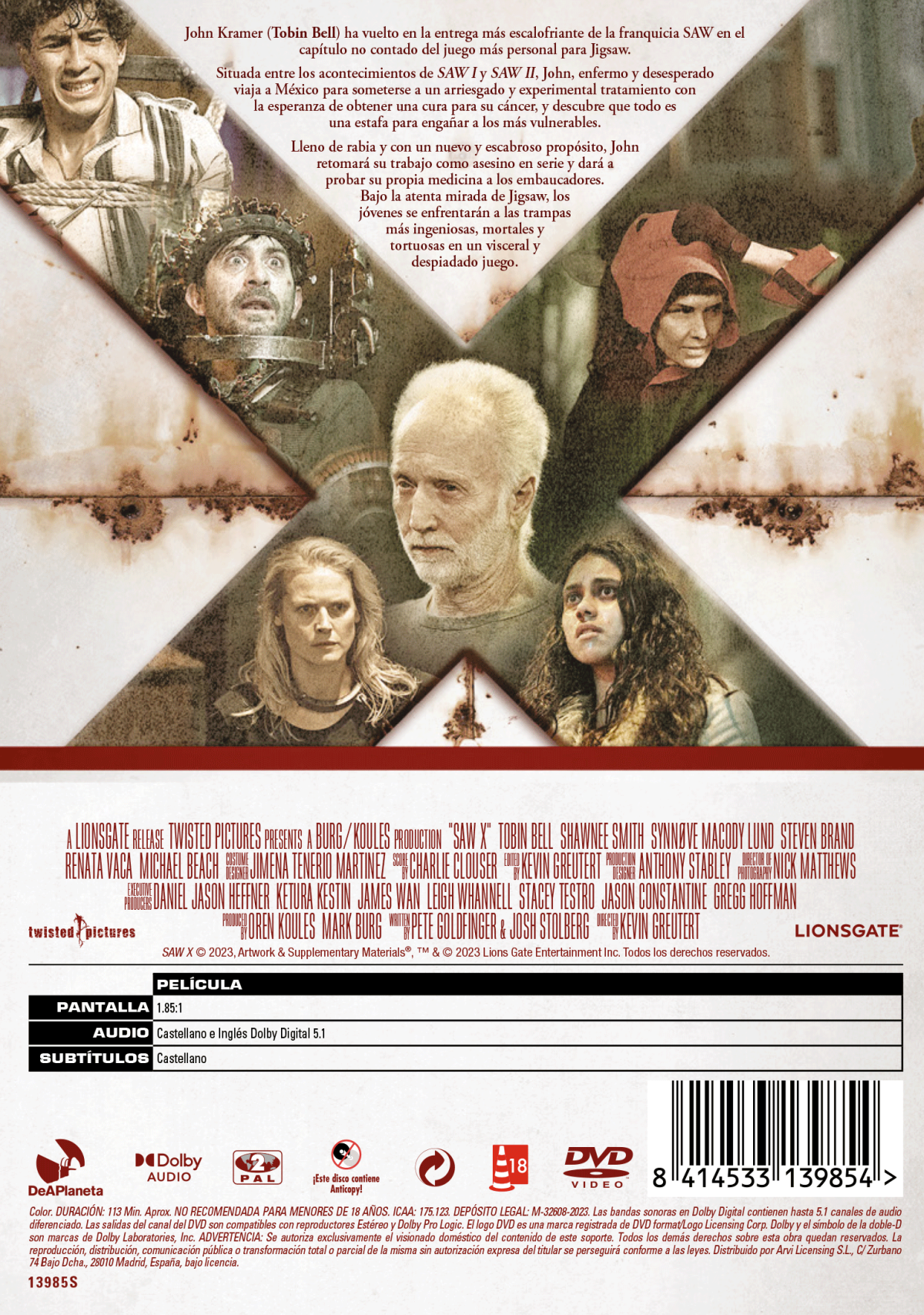 SAW X (DVD) - 8414533139854 - Trasera Saw X (DVD)