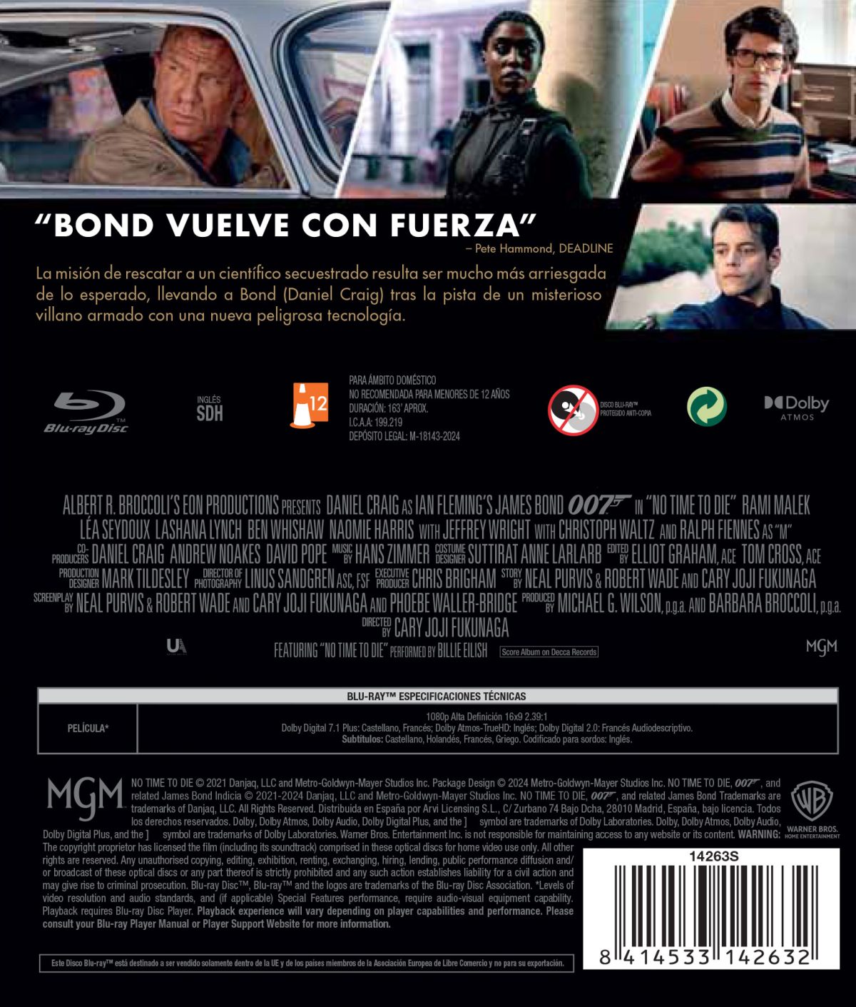 SIN TIEMPO PARA MORIR (ED 2024) (BD) - 8414533142632 - Trasera Sin tiempo para morir (Blu-ray)