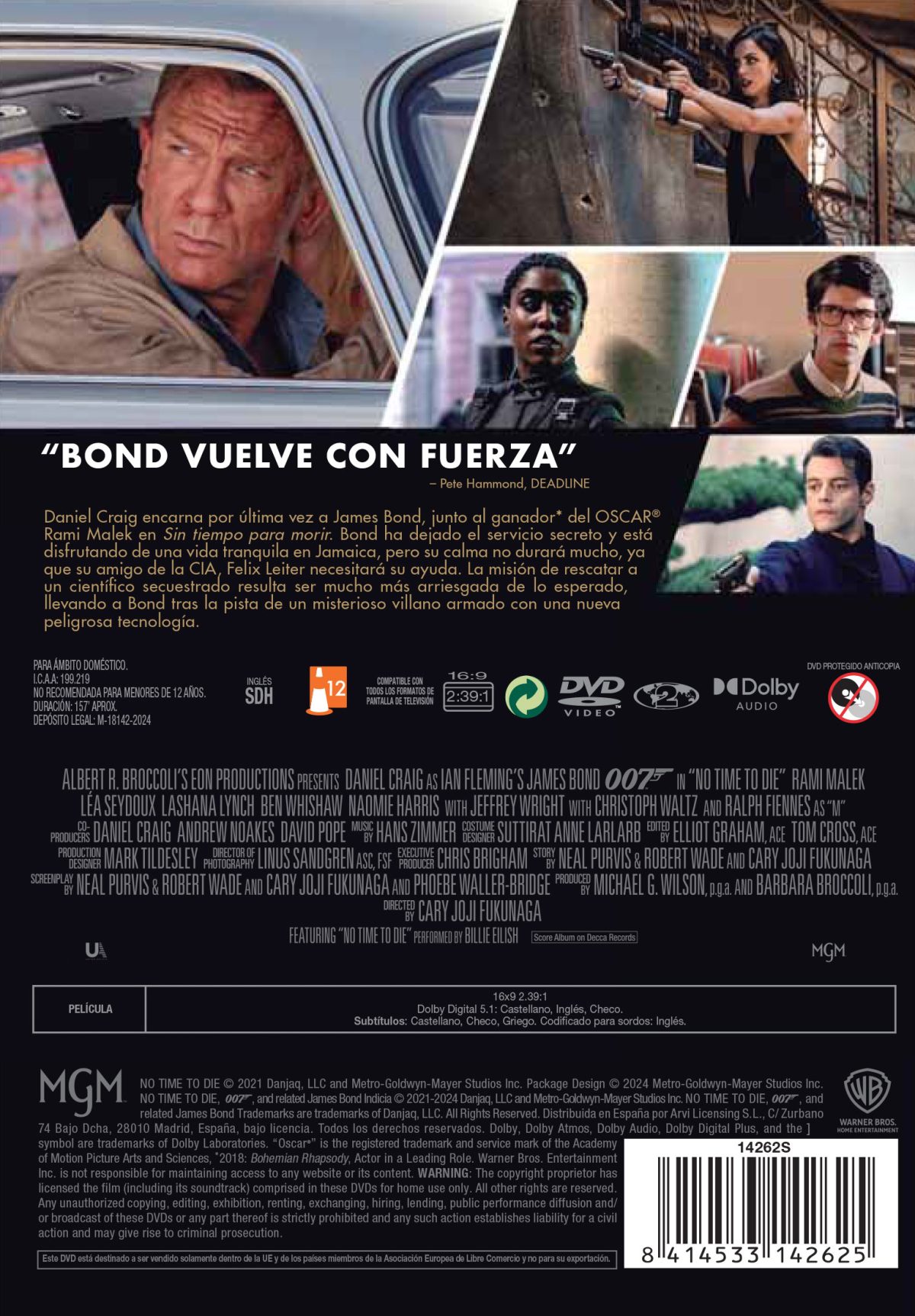 SIN TIEMPO PARA MORIR (ED 2024) (DVD) - 8414533142625 - Trasera Sin tiempo para morir (DVD)
