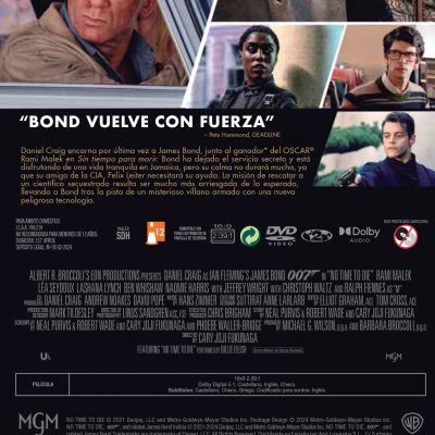 SIN TIEMPO PARA MORIR (ED 2024) (DVD) - 8414533142625 - Trasera Sin tiempo para morir (DVD)