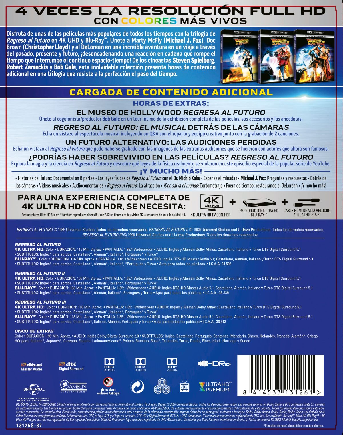 8414533131261.PT01 Regreso al futuro. Pack 1-3 (4K UHD + Blu-ray + Blu-ray Extras)