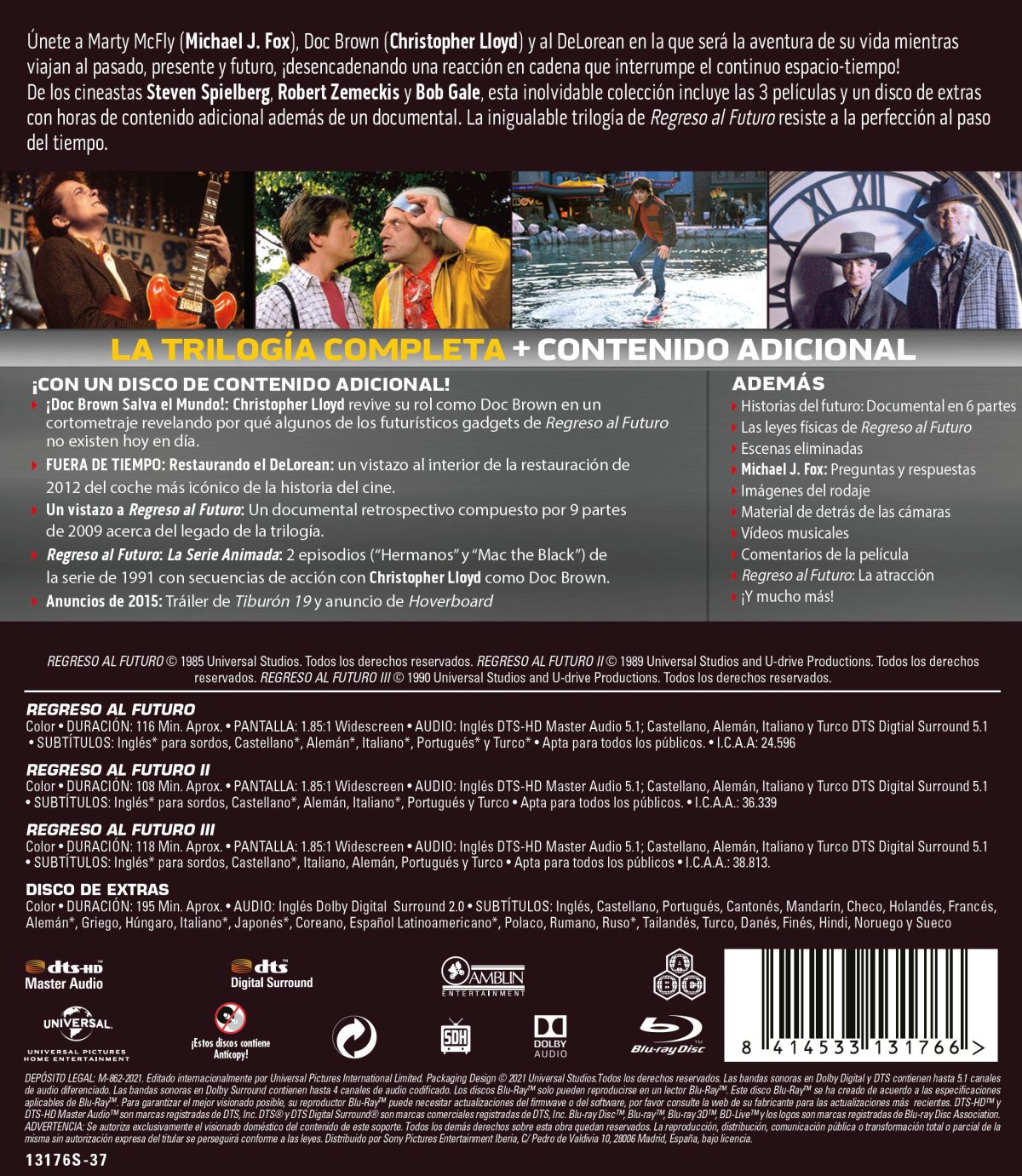 Regreso al futuro. Pack 1-3 (Blu-ray + Blu-ray Extras)