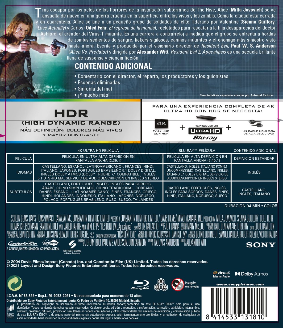 Resident Evil 2: Apocalipsis (4K UHD + Blu-ray)