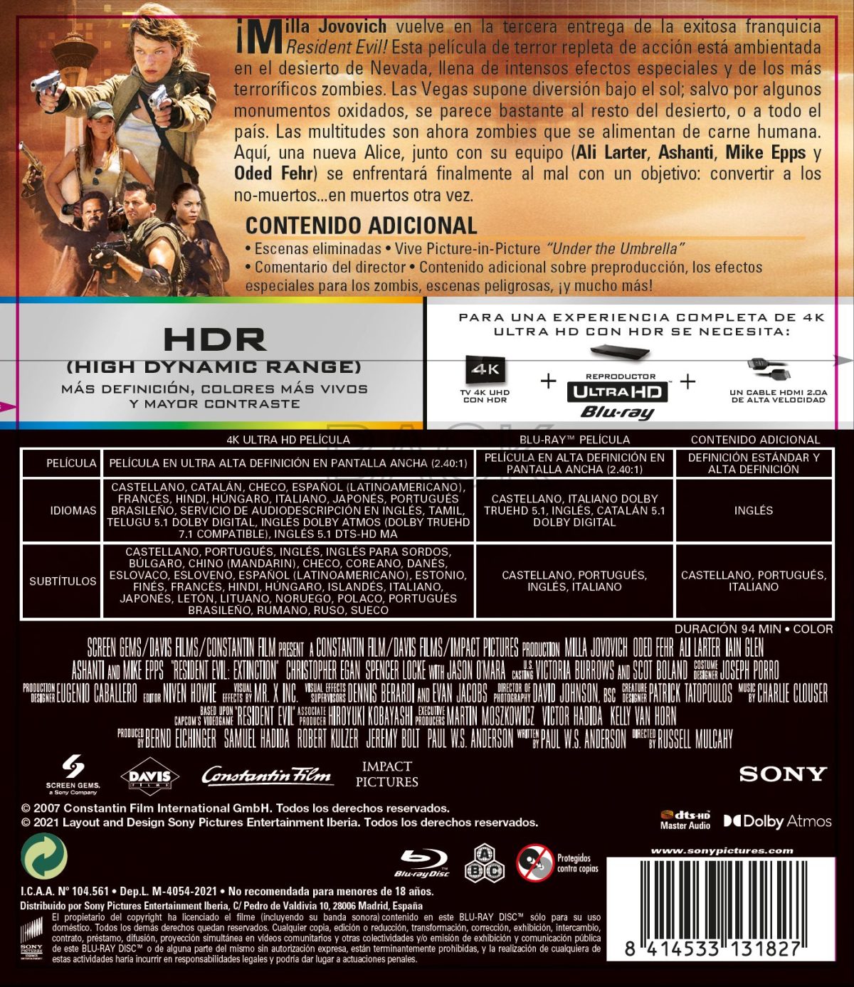 Resident Evil 3: Extincion (4K UHD + Blu-ray)
