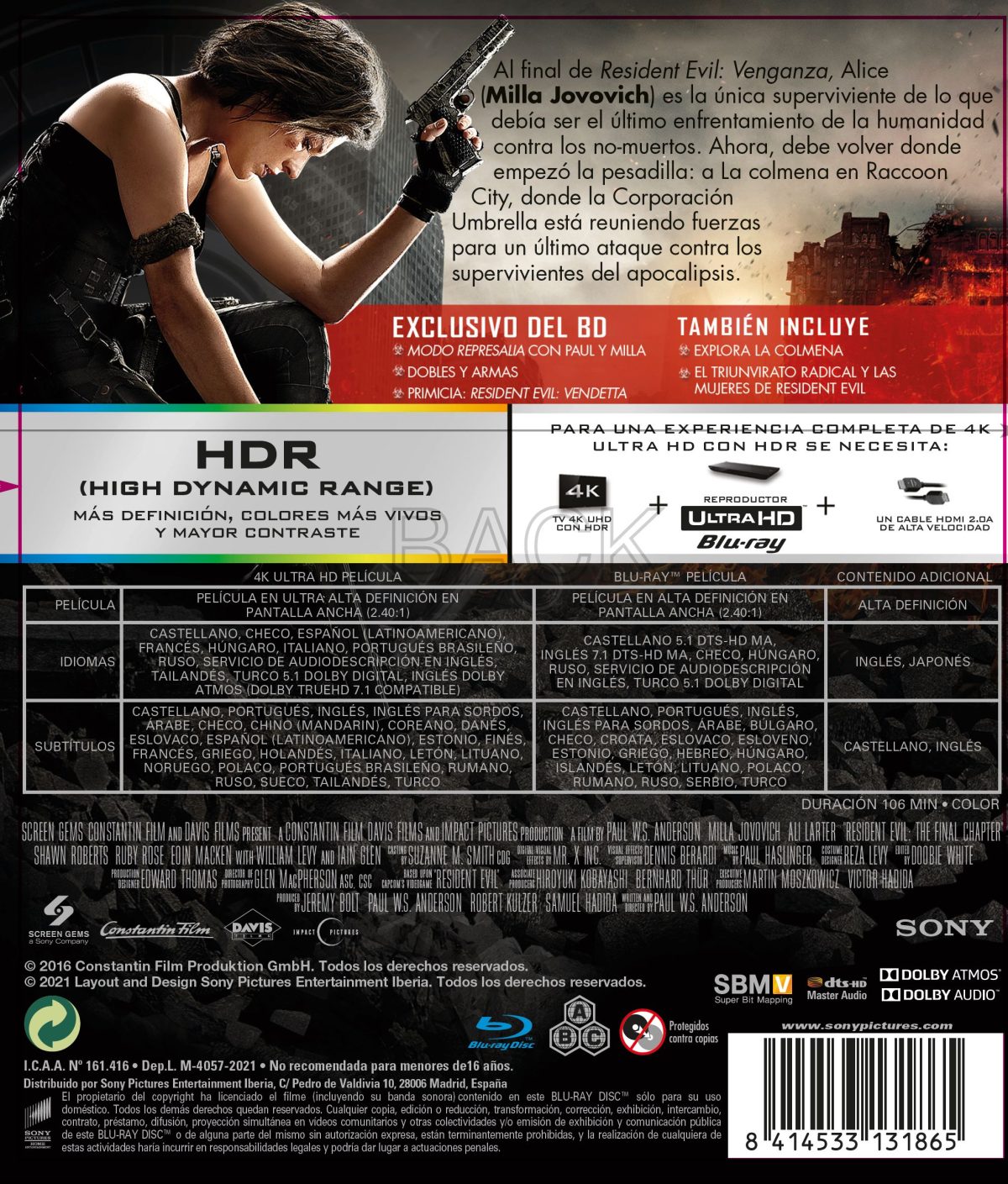 Resident Evil 6: El capítulo final (4K UHD + Blu-ray)