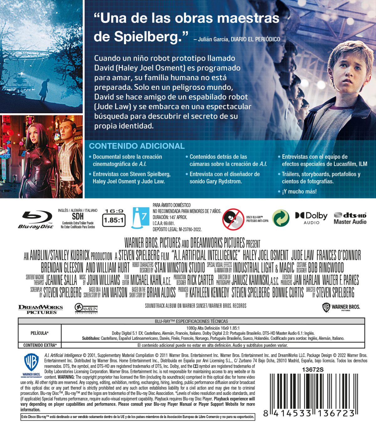 A.I. Inteligencia Artificial (Blu-ray)