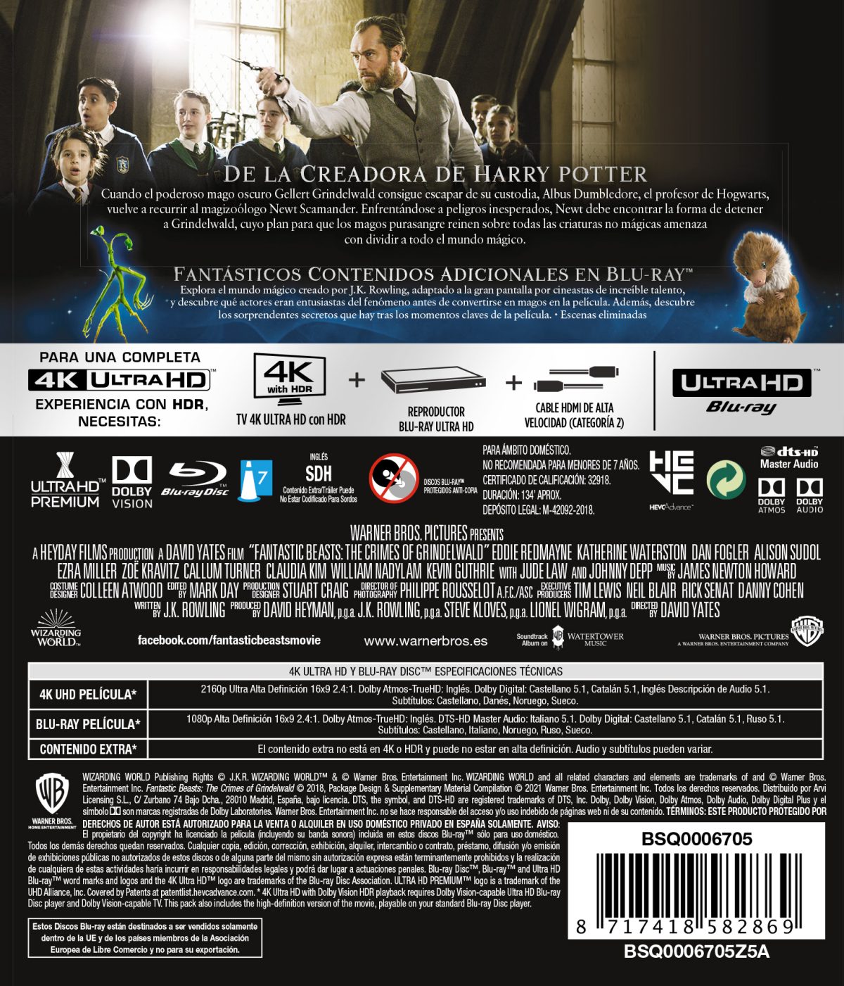 Animales fantásticos 2: Los crimenes de Grindelwald (4K UHD + Blu-ray)