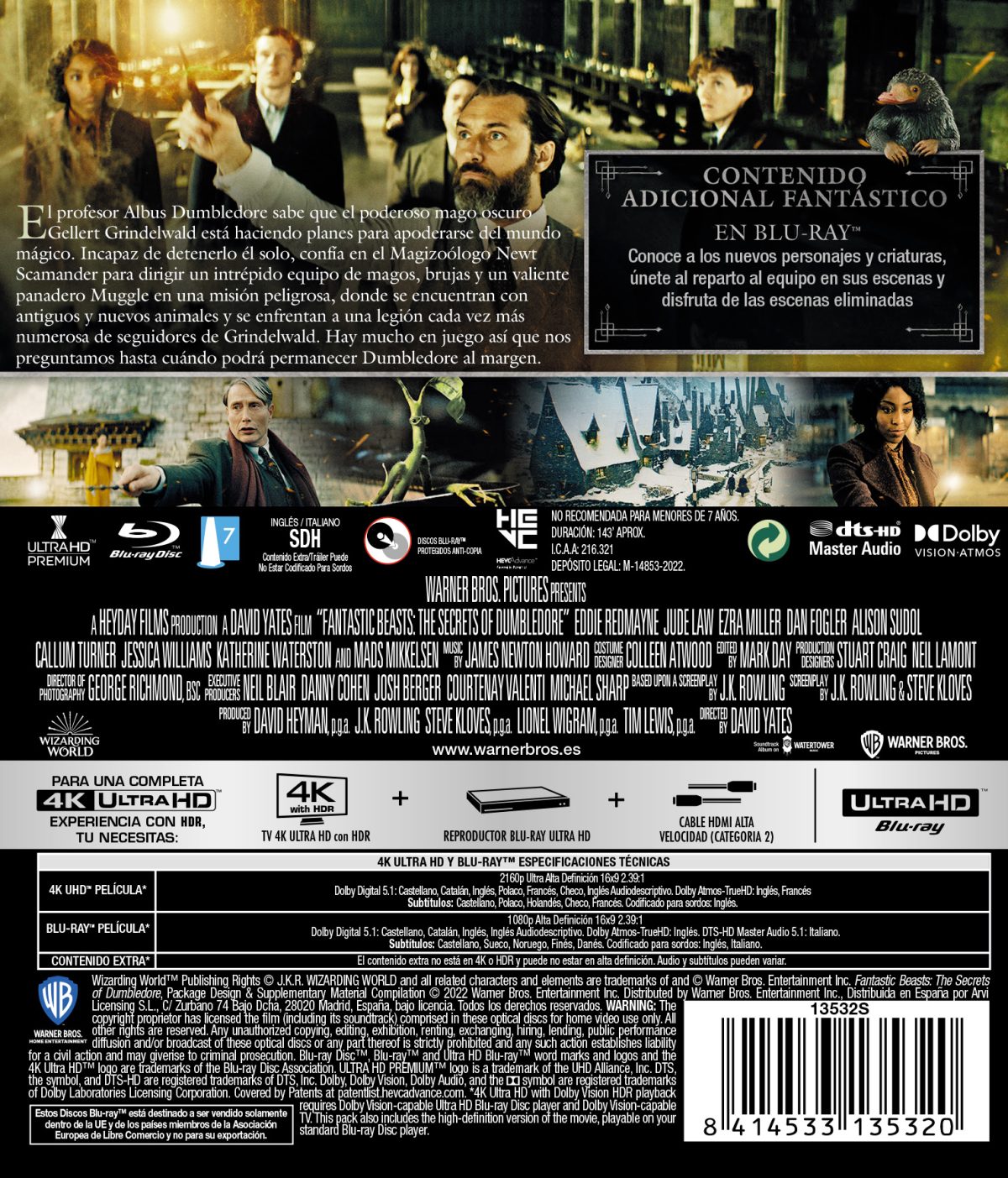 Animales fantásticos 3: Los secretos de Dumbledore (4K UHD + Blu-ray)