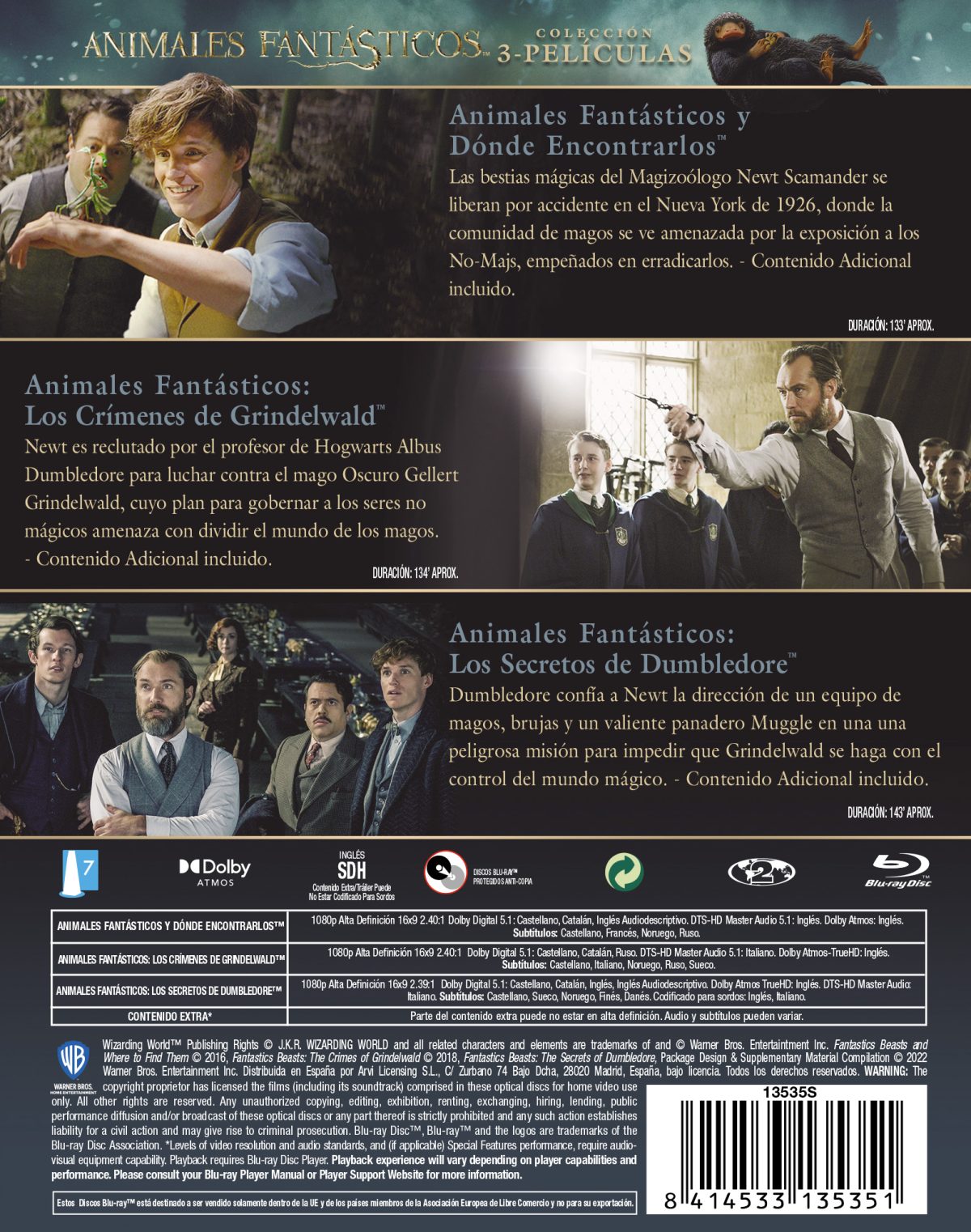 Animales fantásticos: Pack 1-3 (Blu-ray)