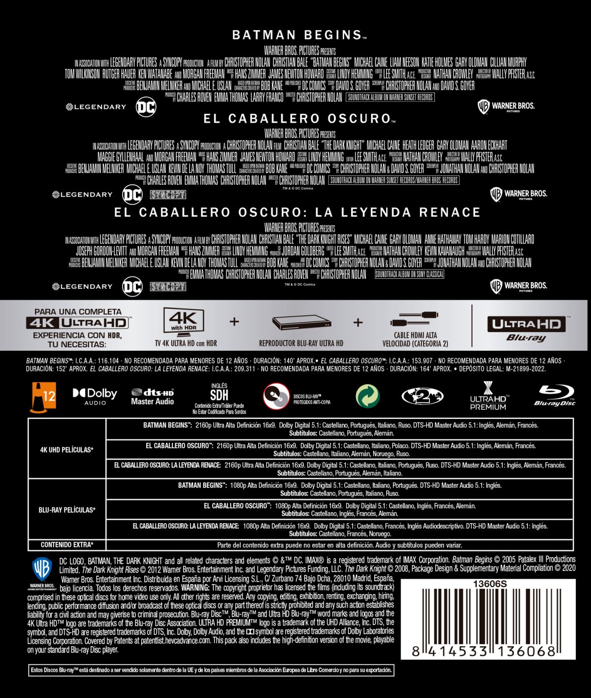 Batman Nolan Trilogia (4K UHD + Blu-ray)