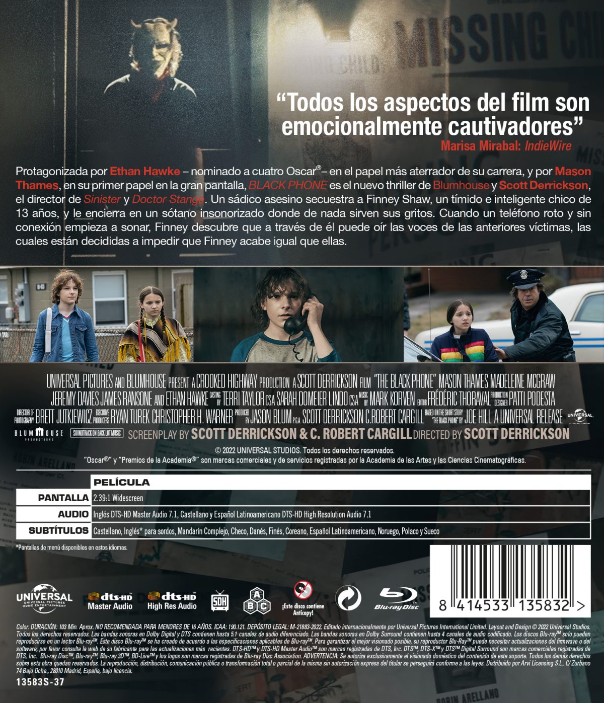BLACK PHONE (BD) - 8414533135832 - Trasera Black Phone (Blu-ray)