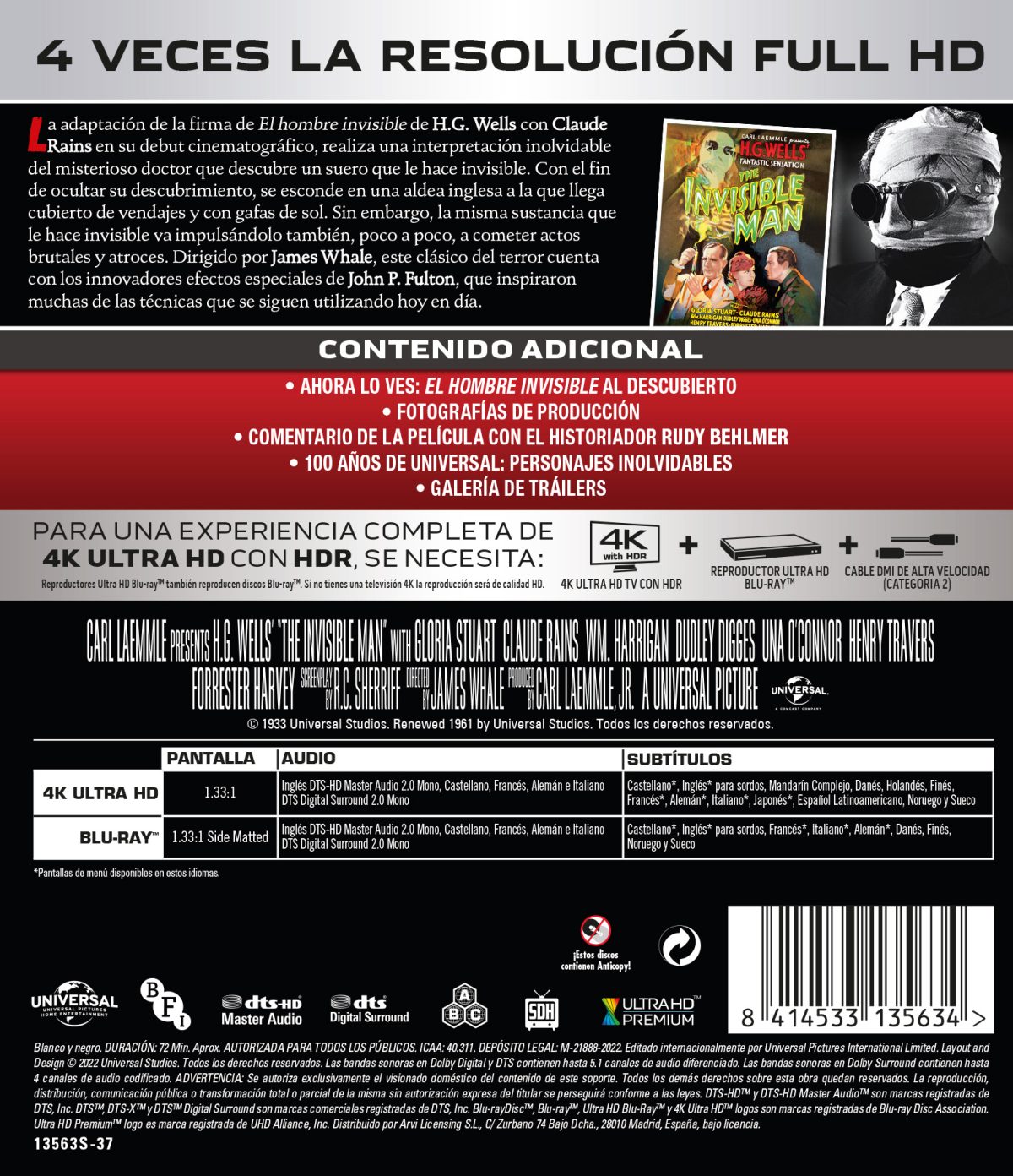 El hombre invisible (4K UHD + Blu-ray)
