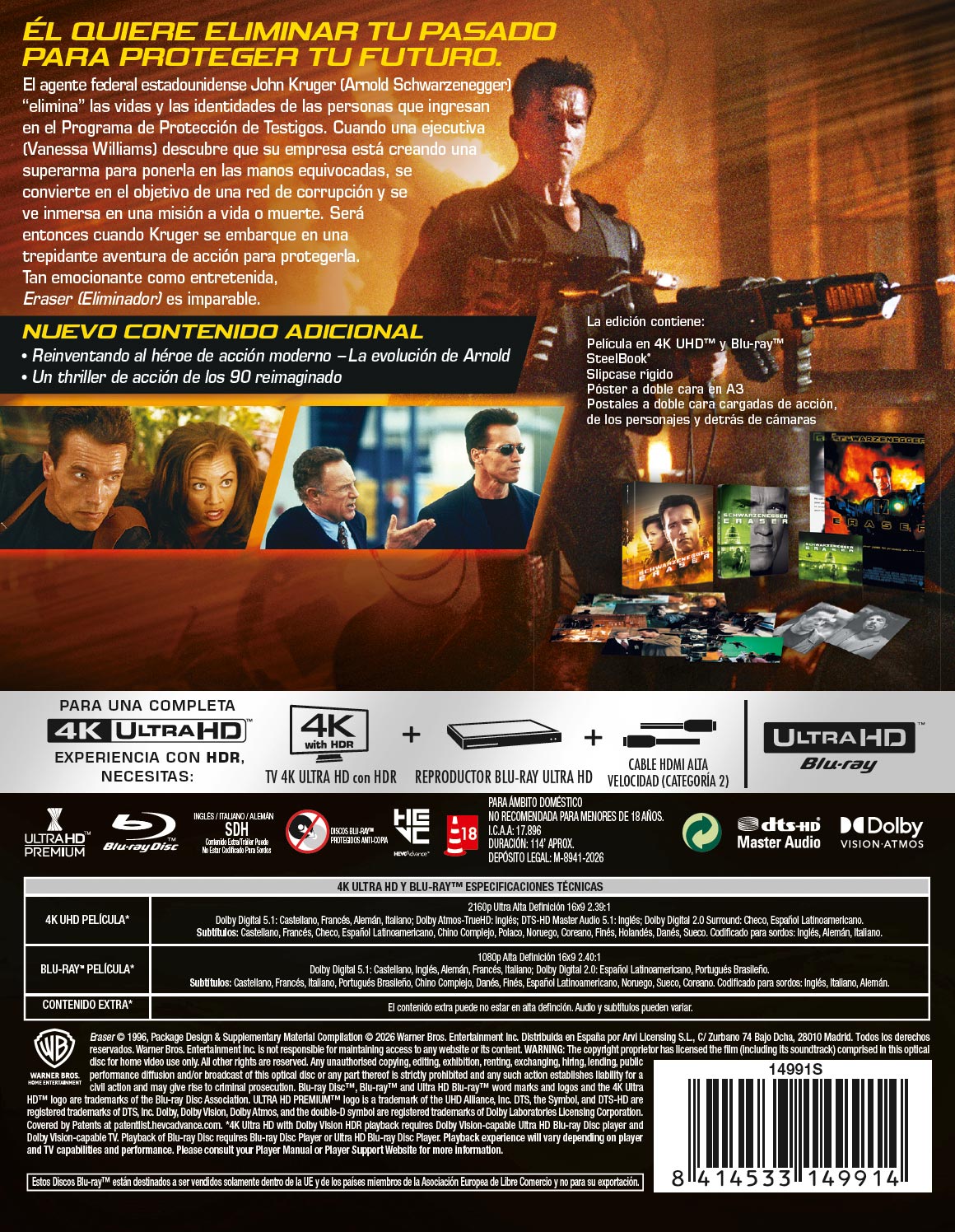 Eraser (Eliminador) (4K UHD + Blu-ray) Edición especial limitada